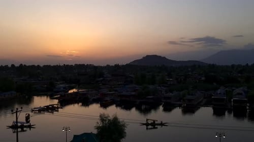 Dal lake sunset. Dal is a lake in Srinagar, the summer capital of Jammu and Kashmir, India. It is an