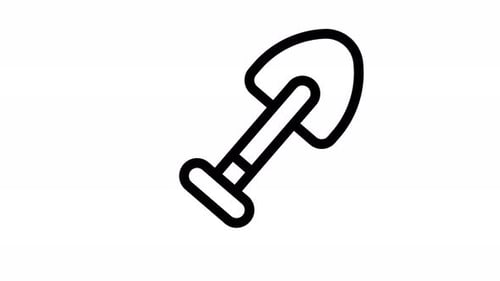 Minimalist Line Art Animated Shovel Icon