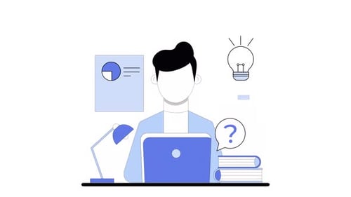 Animated Flat Design Illustration of Business Person Working at Desk