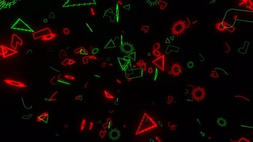 Boucle VJ de fond de particules de Noël au néon vert et rouge en 4K