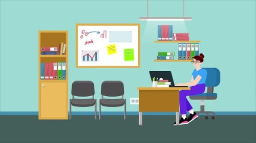 Young Girl Working At Office 4K