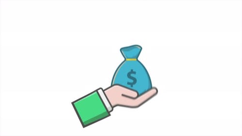 Flat Design Hand Animation Receiving Money Bag