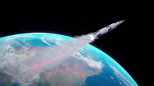 Die Rakete startet in die Umlaufbahn über der Erde und bietet einen atemberaubenden Blick auf den Planeten