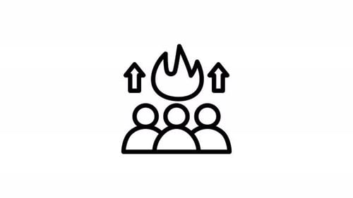 animación de iconos de línea de trabajo en equipo
