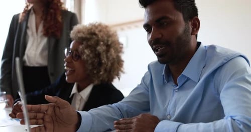 Multiracial Business People Working Inside Bank Office - Meeting And Startup