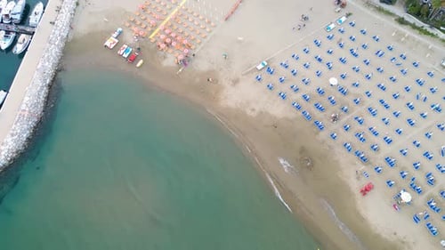 Bay with boats and Torre Truglia tower in Sperlonga