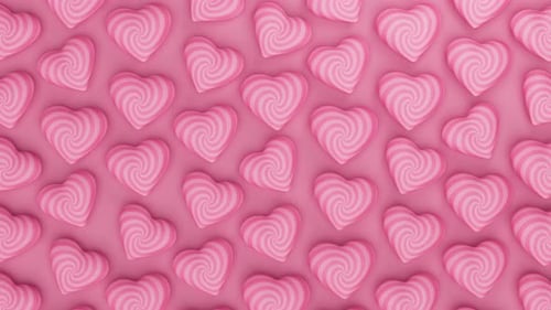 Background of Light Pink Spiral Pulsating Hearts Valentine's Day Looped 3d Animation
