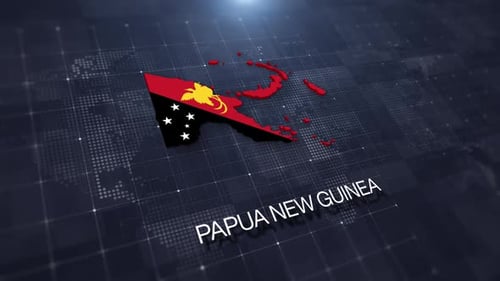 Papua New Guinea 3D Map Flag Digital Corporate Animation