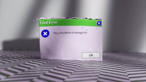 Conceito surreal O alerta errado da simulação é destruído e cai no chão Erro de computador 3D