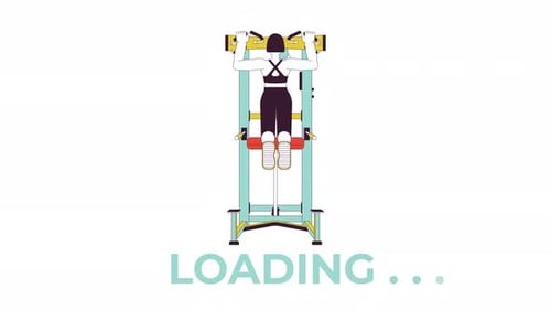 Working out on assisted pull up machine line 2D loading animation