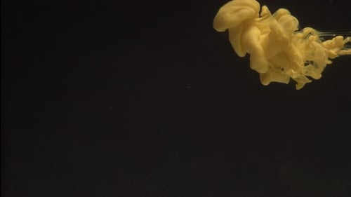 Colored Yellow Ink Dropped Into Water