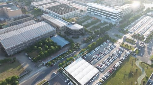 Solar power station on factory rooftop