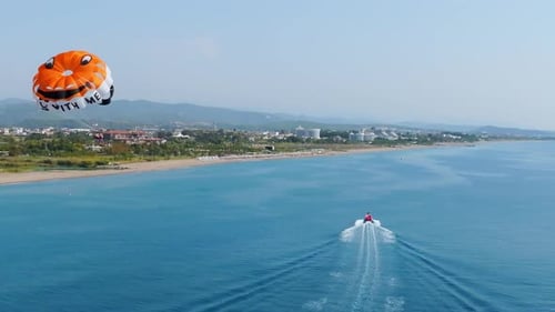 Aerial Panoramic View of Parasailing in Turkey