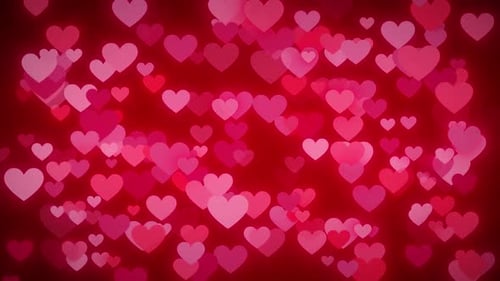 Romantic Red Heart Bokeh Background Loop