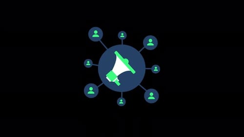 Megaphone Connecting People in a Flat Design Animation