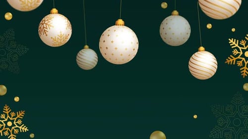 Elegant Christmas Baubles and Golden Snowflakes Background
