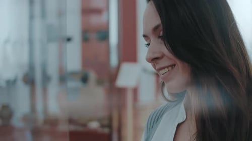 Woman is Very Excited to Visit Museum and Enjoys Seeing Anthropomorphic Figurines