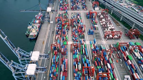 Cargo Shipping Port with Transportation Freight Containers Loading for Shipment