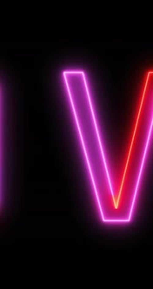 Now Playing message in neon lights passing on screen. Loop. 4K Vertical