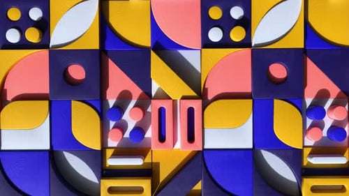 Padrão ou quebra-cabeça geométrico colorido de formas de madeira 3D