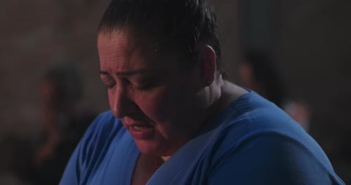 Woman Crying with Tears Running Down Face