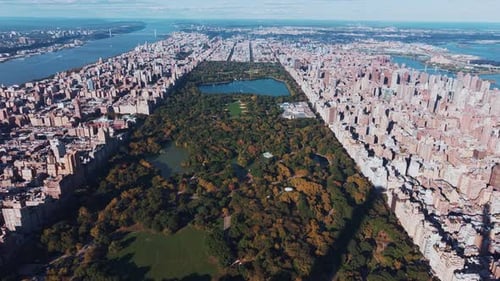 Central Park and Manhattan Skyline Aerial Panorama