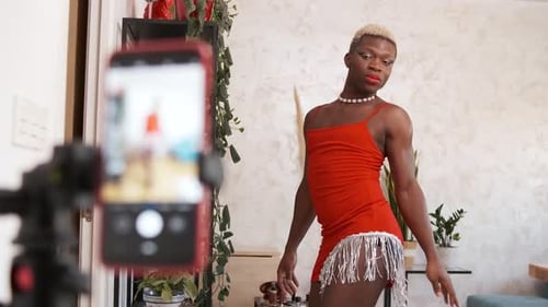 Non binary dancer shooting video for vlog