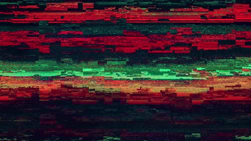 Digital Glitch Design in Vibrant Red and Green Hues