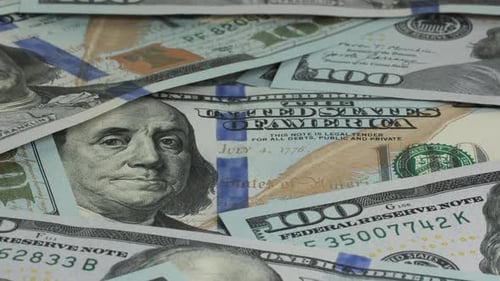 Close Up of Stack of One Hundred Dollar Bills