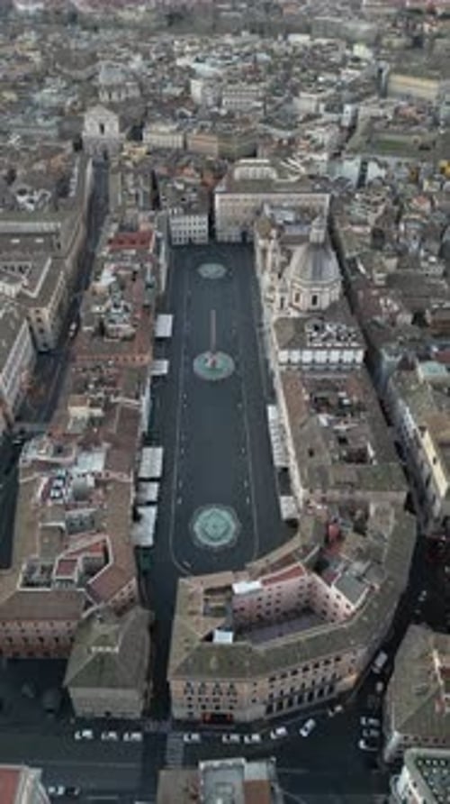 Aerial video over the tourist city of Rome, Italy