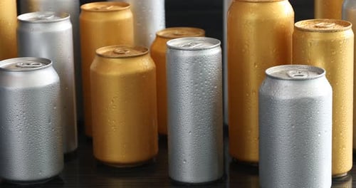 Icy Cold Drink Cans in Silver and Gold