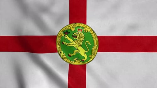 Alderney Flag Waving with Royal Crest Emblem Loop