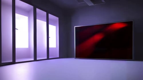 Sleek Virtual Studio Design: Modern Set for Captivating Multimedia Presentation