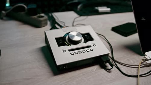 Remote control mixer to adjust the sound volume level Create music Recording studio equalizer