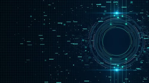 Tech HUD Innovation Circle Interfaces Hi Tech Futuristic Display Blue Hologram Button Digital Data