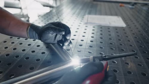 Close Up Metal Welding in Factory Setting