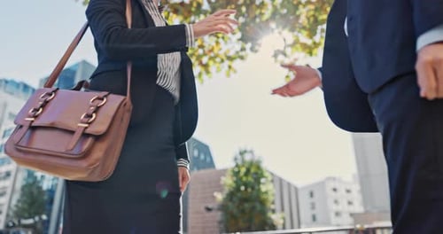 Business people, city and shaking hands for agreement, deal and welcome for introduction