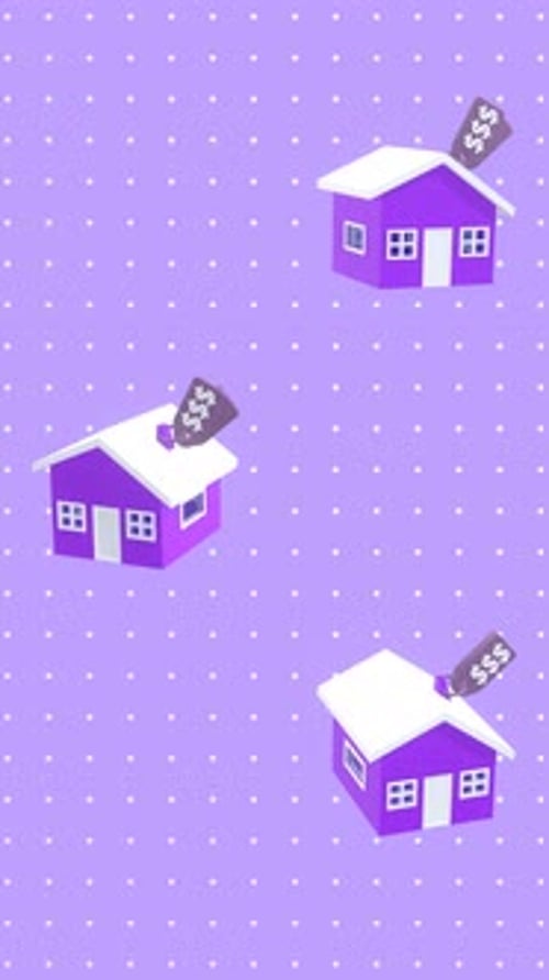 House Mortgages Loans and Real Estate Investment Animation In Vertical Video.