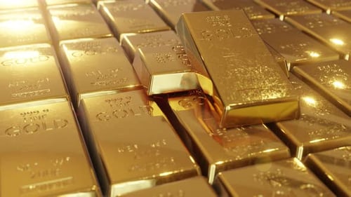 Shining gold bars as symbol of wealth, luxury, and financial stability 4k
