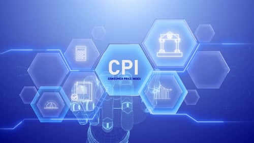 Futuristic Robotic Hand Interacting with CPI Economic Data