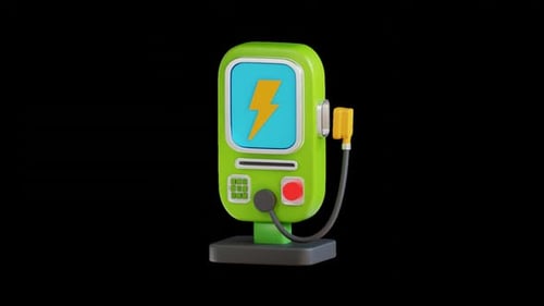 3D Animated Electric Vehicle Charging Station