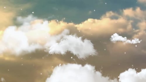 Animated Heavenly Sky Background with Floating Clouds and Glowing Particles