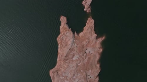 Aerial Top View of Lake Powell and Glen Canyon in Arizona