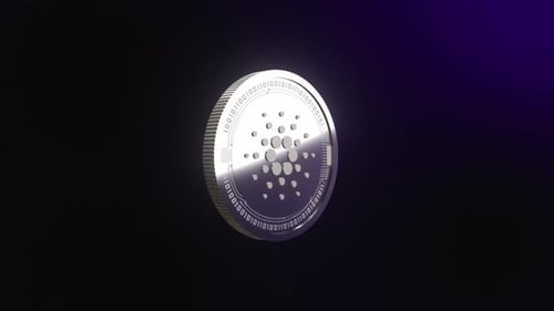 Animation rotative de la pièce d'argent de la crypto-monnaie Cardano