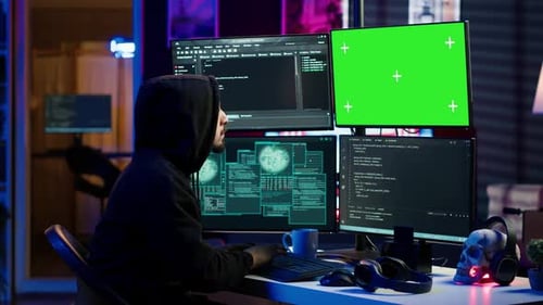 Evil IT Engineer Using Chroma Key PC Displays to Build Script Tricking Firewalls