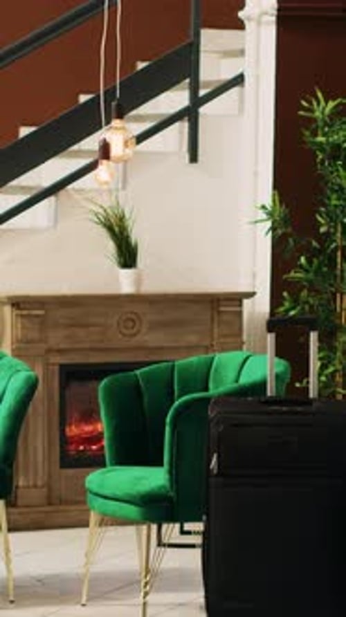 Vertical Video Empty Lounge Area at Hotel Resort