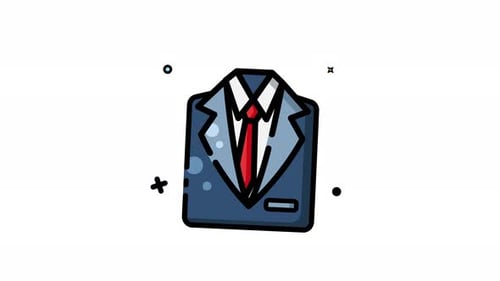 Animated Corporate Business Suit Icon in Flat Design Style