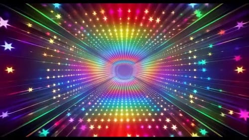 Lebendiger Regenbogenstern-Tunnel-Bühnenlichthintergrund