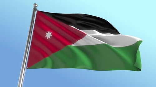 Jordan Flag Waving Seamlessly On A Pole