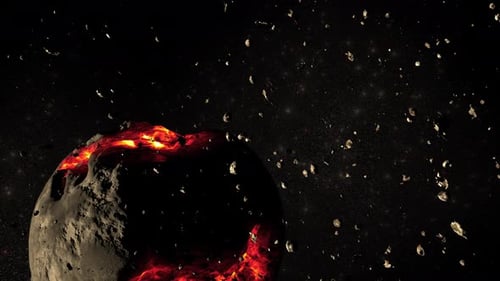 Meteore auf dem Weg zum sterbenden Planeten und im Weltraum